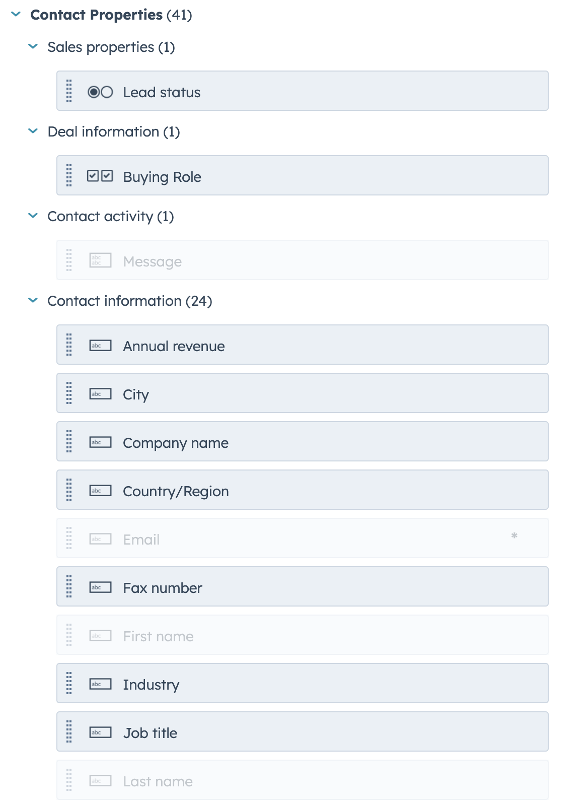 hubspot contact properties