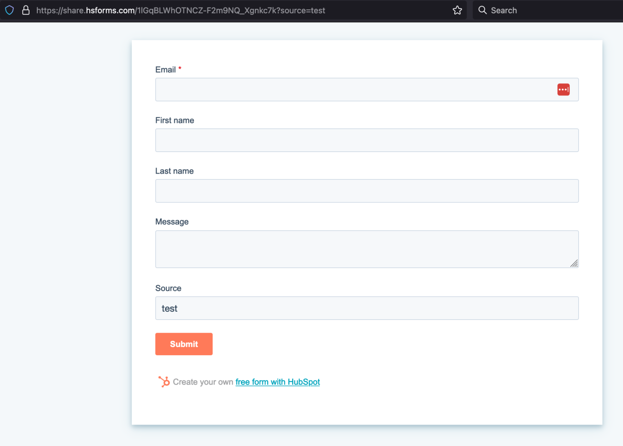 sample form with visible field